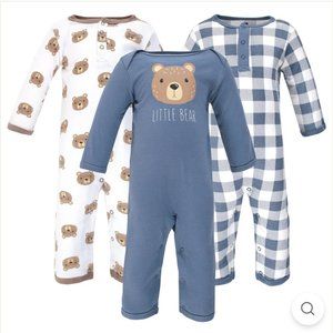 BNWT 6 onesies, 3 bear + 3 fox theme, 9-12 mo, Hudson Baby